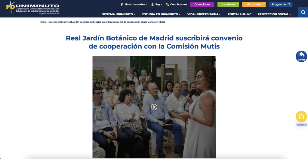 Real Jardín Botánico de Madrid suscribirá convenio de cooperación con la Comisión Mutis