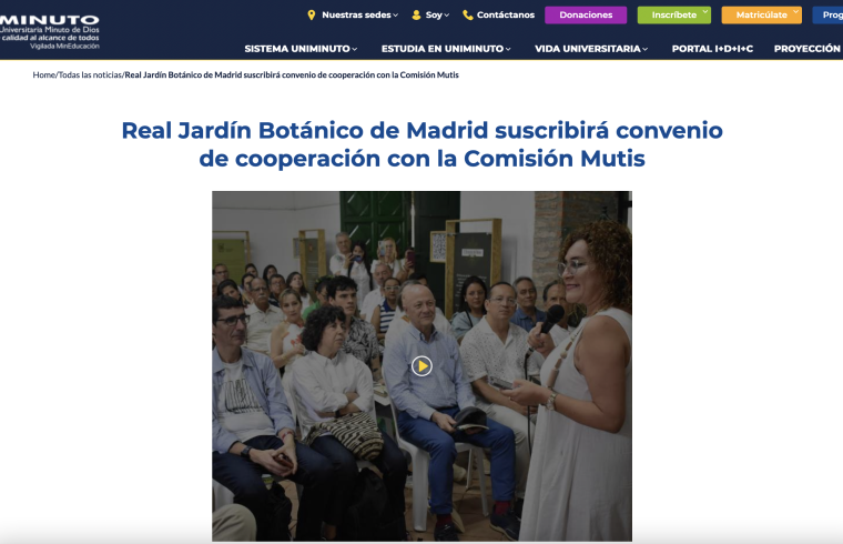 Real Jardín Botánico de Madrid suscribirá convenio de cooperación con la Comisión Mutis